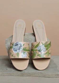 ALEPEL Wear White Flowers Beige Slide
