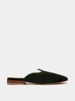 Le Monde Béryl Wear Venetian Mule In Forest Green Velvet
