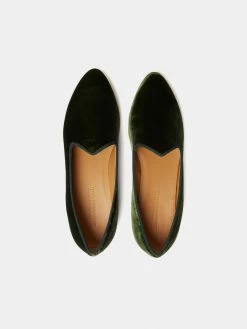 Le Monde Béryl Wear Venetian Slipper In Forest Green Velvet