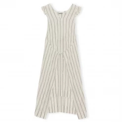 Ganni Light Stripe Dress, Egret Wear