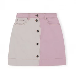 Ganni Overdyed Cutline Mini Skirt, Light Lilac Wear