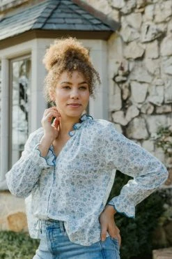 Baybala Harper Blouse In Floral Blues Tops
