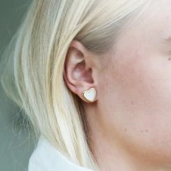 ASHA ACCESSORIES Heart Studs - Mother Of Pearl