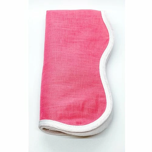 Fenwick Fields Linen Scalloped Square, Hibiscus Pink Live 3 Fenwick Fields Linen Scalloped Square, Hibiscus Pink Live