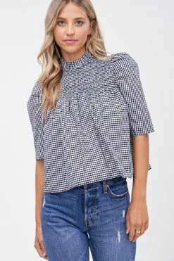 En Saison Edith Smocked Blouse, Black