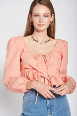 En Saison Wear Clasped Blouse, Coral 5 En Saison Wear Clasped Blouse, Coral