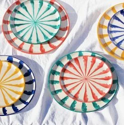 Pomelo Casa Casa Verde Salad Plate With Candy Cane Stripes