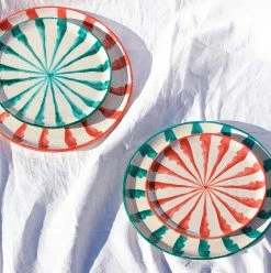 Pomelo Casa Casa Verde Salad Plate With Candy Cane Stripes
