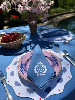 Elizabeth Lake Pomegranate Dinner Napkins French Blue, Set Of 2