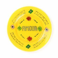 Only On The Avenue Live Amour Painted Dinner Plate, Yellow