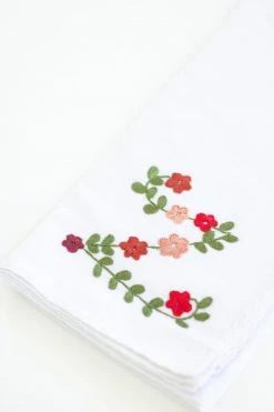 Hibiscus Linens Garden Vine Letter Napkin, Rose X Olive