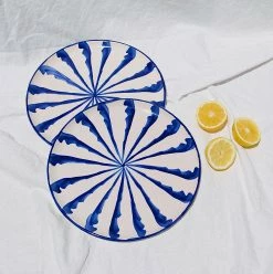 Pomelo Casa Casa Azul Dinner Plate With Candy Cane Stripes