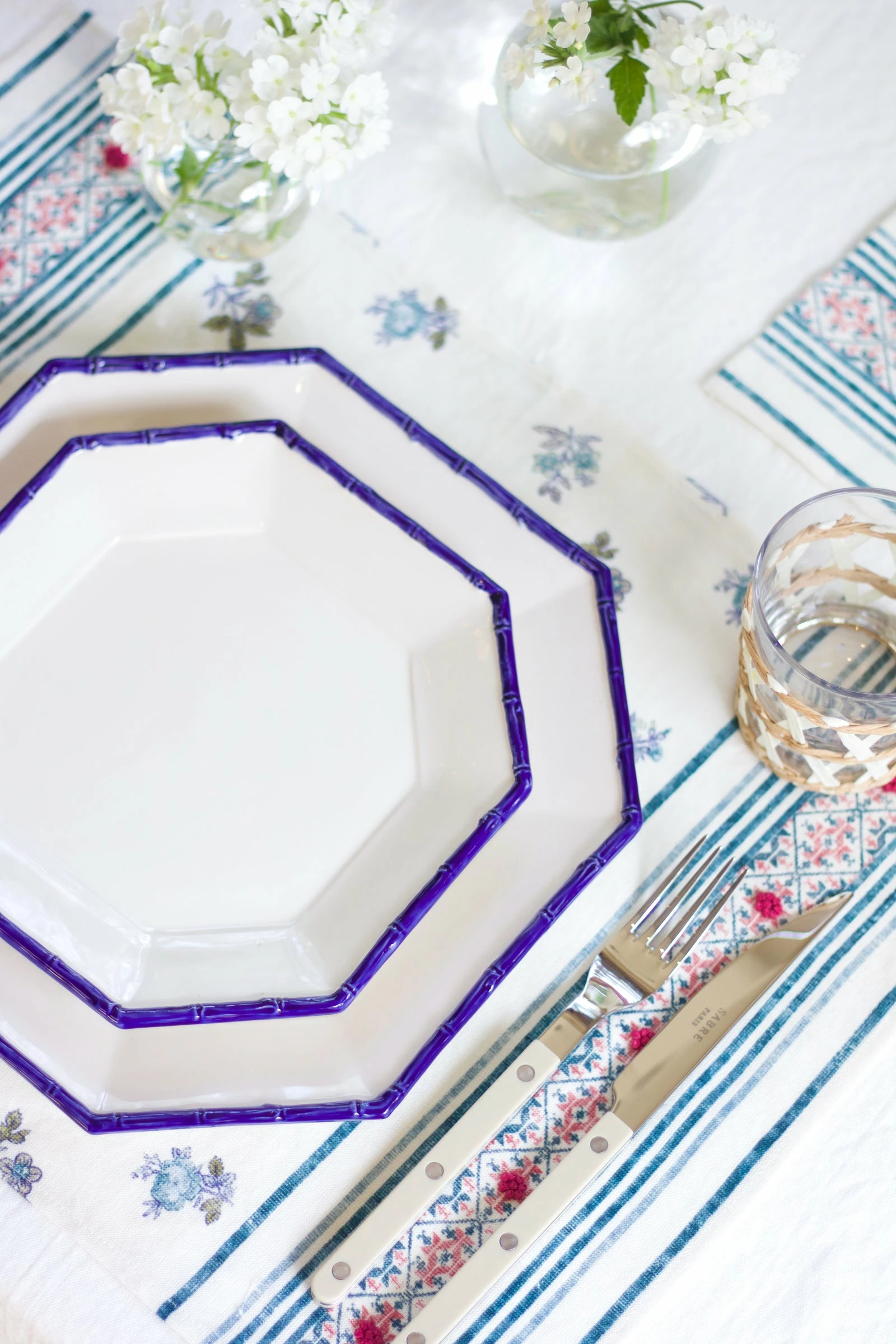 Cabana Capri • Gstaad Octagon Bamboo Dinner Plate, Blue 2 Cabana Capri • Gstaad Octagon Bamboo Dinner Plate, Blue