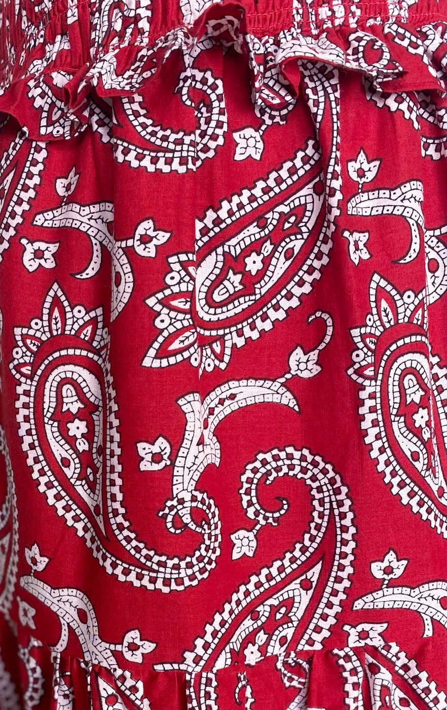 Sea NY Wear Theodora Smocked Midi Dress, Red Paisley 2 Sea NY Wear Theodora Smocked Midi Dress, Red Paisley