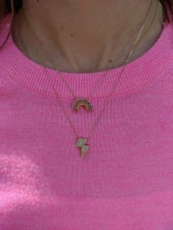 Campbell + Charlotte Wear JuJu Rainbow Charm Necklace - Pink, Yellow & Orange