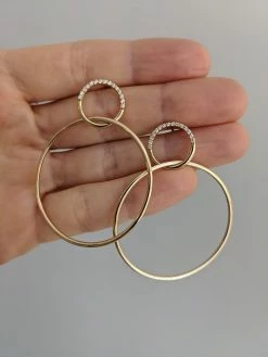 Campbell + Charlotte Wear The Crew Half Moon Double Hoop Earrings - Diamond