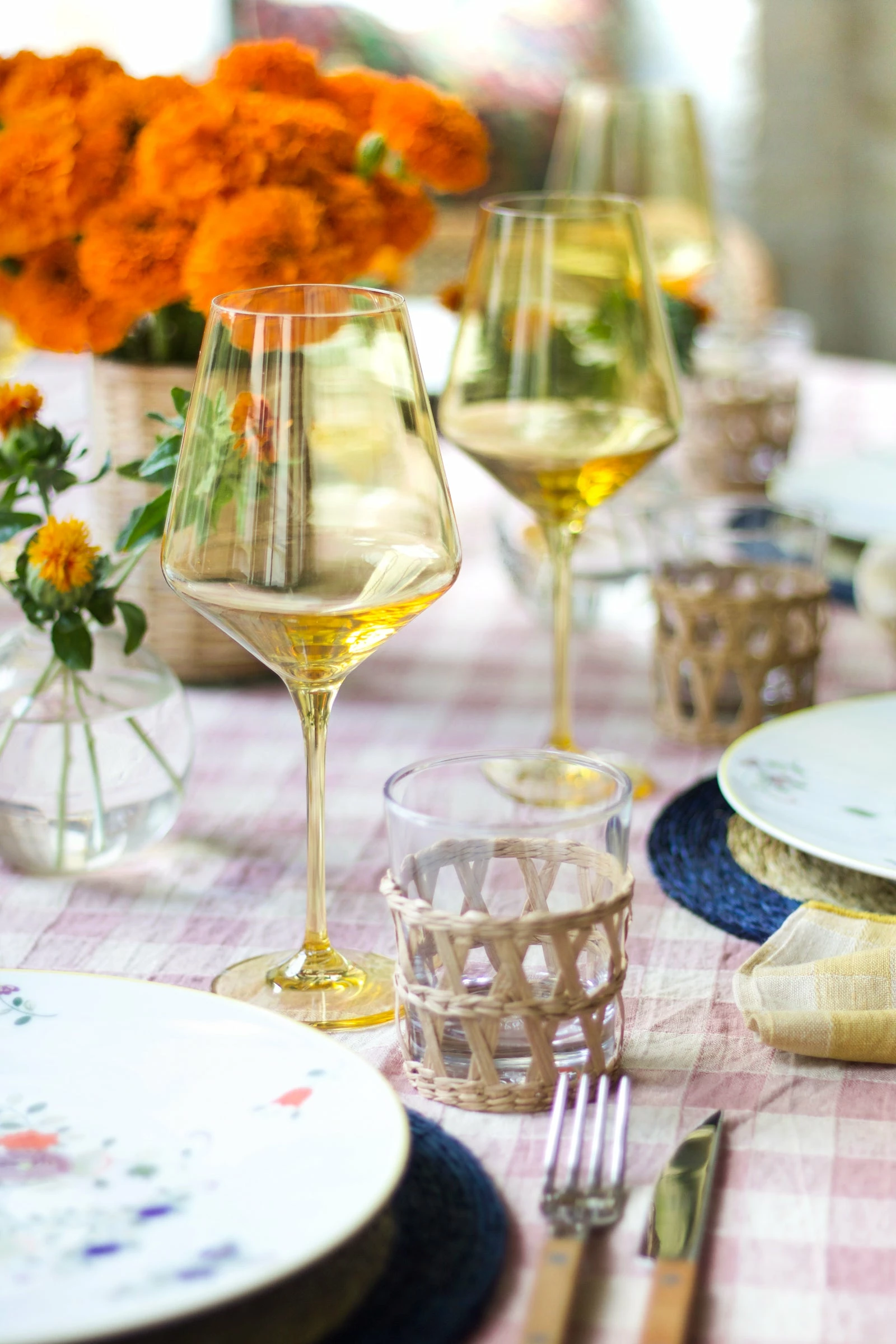 Estelle Colored Glass Live Wine Glass (Set Of 2), Yellow 2 Estelle Colored Glass Live Wine Glass (Set Of 2), Yellow