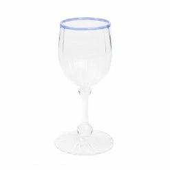 Only On The Avenue Live Wine Glass, Blue Trim