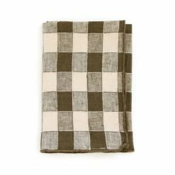 Maison De Vacances Laurier Gingham Napkin, Olive Green