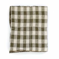 Maison De Vacances Laurier Gingham Tablecloth, Olive Green