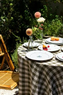Maison De Vacances Laurier Gingham Tablecloth, Olive Green