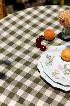Maison De Vacances Laurier Gingham Tablecloth, Olive Green