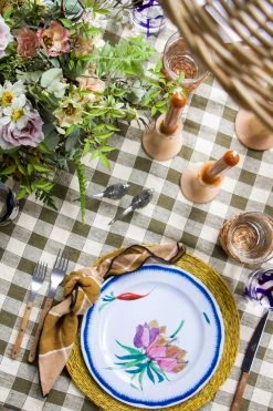 Maison De Vacances Laurier Gingham Tablecloth, Olive Green