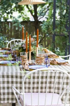 Maison De Vacances Laurier Gingham Tablecloth, Olive Green