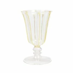 Only On The Avenue Glass Goblet, Yellow X White Stripe Live