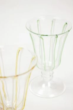 Only On The Avenue Glass Goblet, Green X White Stripe