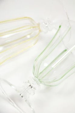 Only On The Avenue Glass Goblet, Green X White Stripe