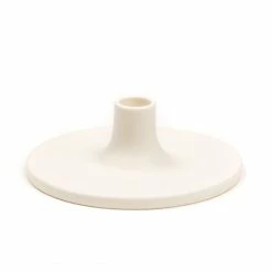 The Floral Society Live Ceramic Taper Holder, Matte White Wide