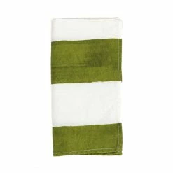 Summerill Stripe Linen Napkins, Green