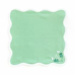 Fenwick Fields Linen Scalloped Square, Garden Green Live