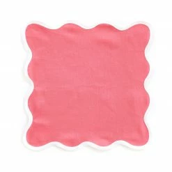 Fenwick Fields Linen Scalloped Square, Hibiscus Pink Live