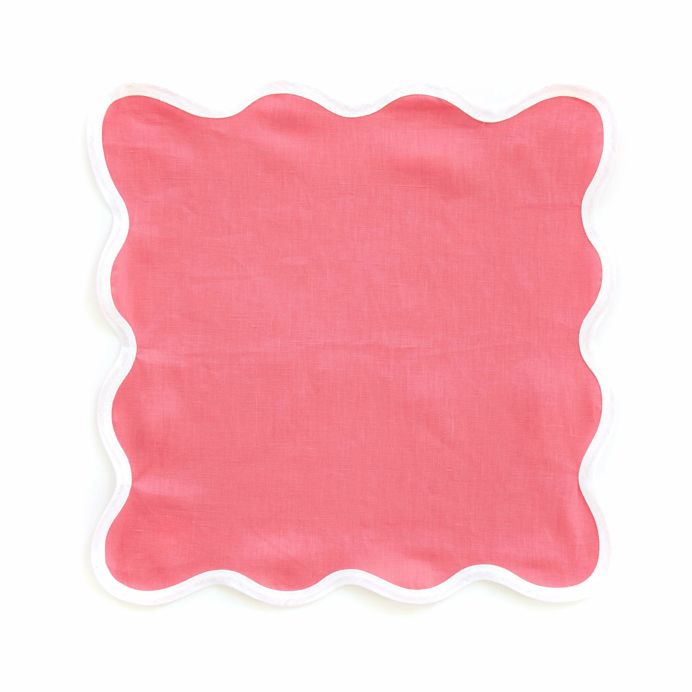 Fenwick Fields Linen Scalloped Square, Hibiscus Pink Live 1 Fenwick Fields Linen Scalloped Square, Hibiscus Pink Live