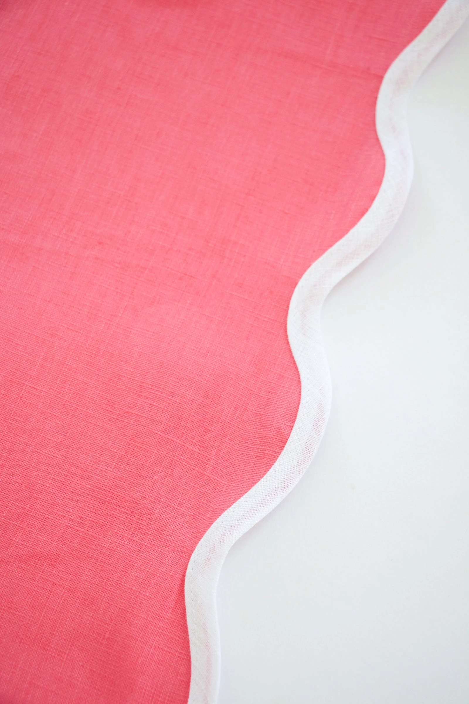 Fenwick Fields Linen Scalloped Square, Hibiscus Pink Live 7 Fenwick Fields Linen Scalloped Square, Hibiscus Pink Live
