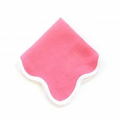 Fenwick Fields Linen Scalloped Square, Hibiscus Pink Live