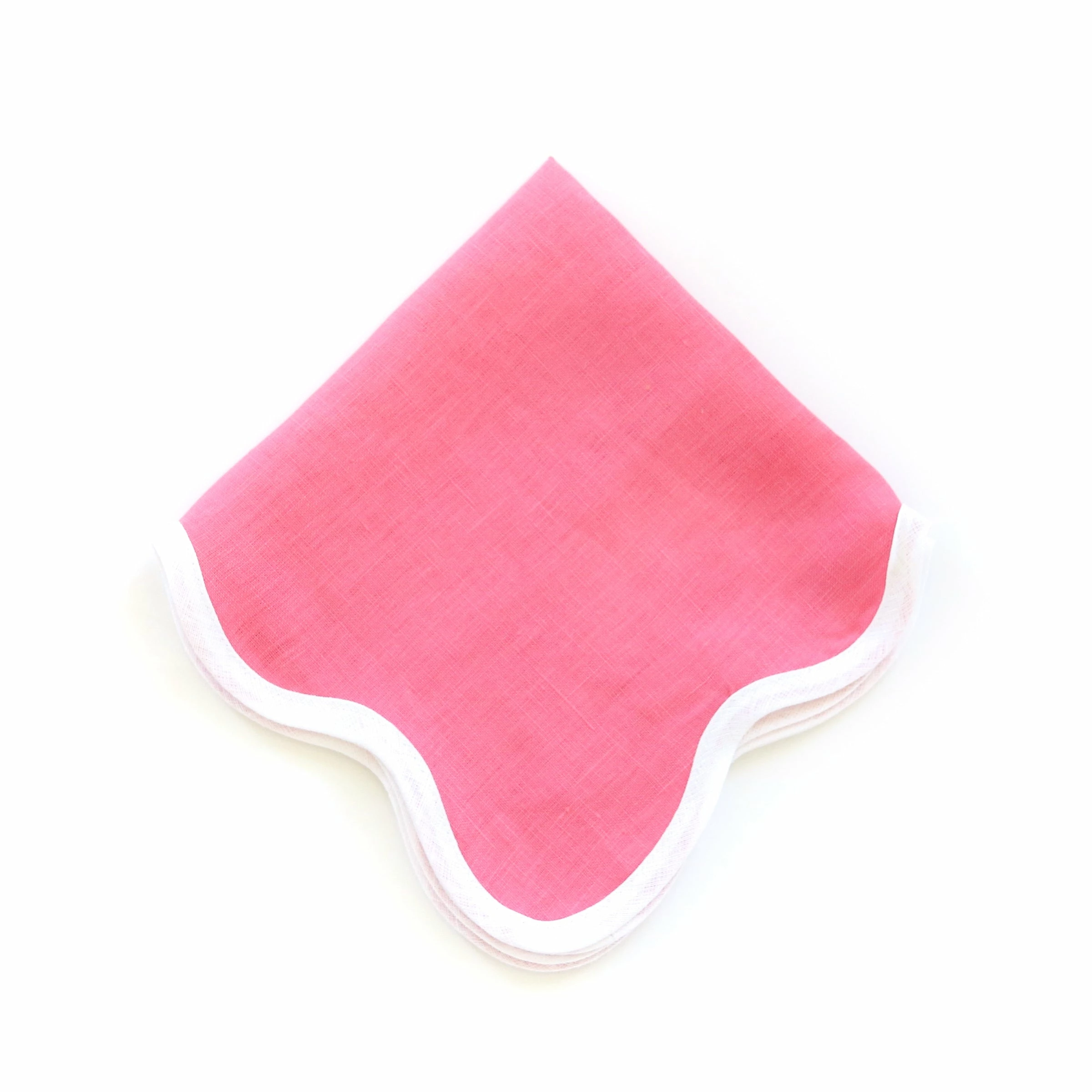 Fenwick Fields Linen Scalloped Square, Hibiscus Pink Live 2 Fenwick Fields Linen Scalloped Square, Hibiscus Pink Live