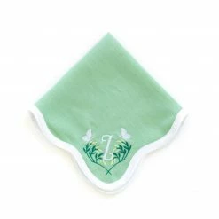 Fenwick Fields Linen Scalloped Square, Garden Green Live