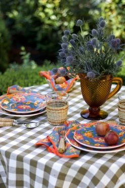 Loretta Caponi Dinner Plate, Denim Carnation