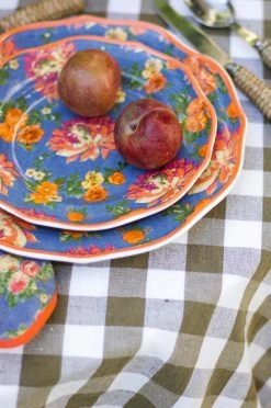 Loretta Caponi Live Dessert Plate, Denim Carnation