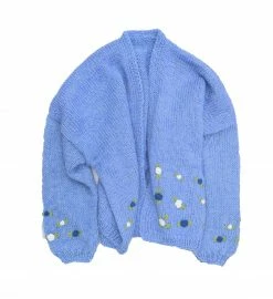 Fanm Mon Wear Winter Bloom Cardigan With Pink Green Embroidery