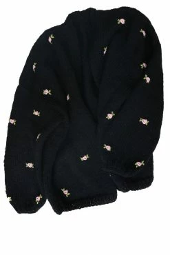 Fanm Mon Wear Winter Bloom Cardigan With Pink Green Embroidery