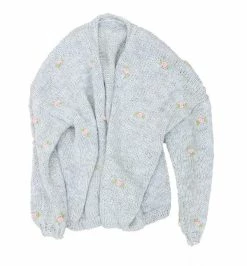 Fanm Mon Wear Winter Bloom Cardigan With Pink Green Embroidery