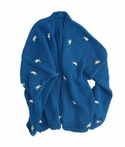 Fanm Mon Wear Winter Bloom Cardigan With Pink Green Embroidery