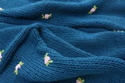 Fanm Mon Wear Winter Bloom Cardigan With Pink Green Embroidery