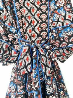 Sue Sartor Wear Paloma Flounce Dress, Cinnabar Cobalt Black & Alhambra