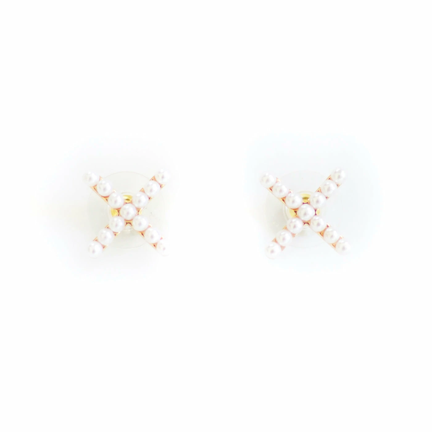 Nicola Bathie Embellished Criss Cross Stud, Pearl Wear 1 Nicola Bathie Embellished Criss Cross Stud, Pearl Wear