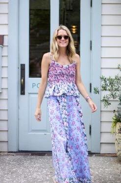 Loretta Caponi Wear Serena Skirt, Pinstriped Hydrangeas X Bouquets